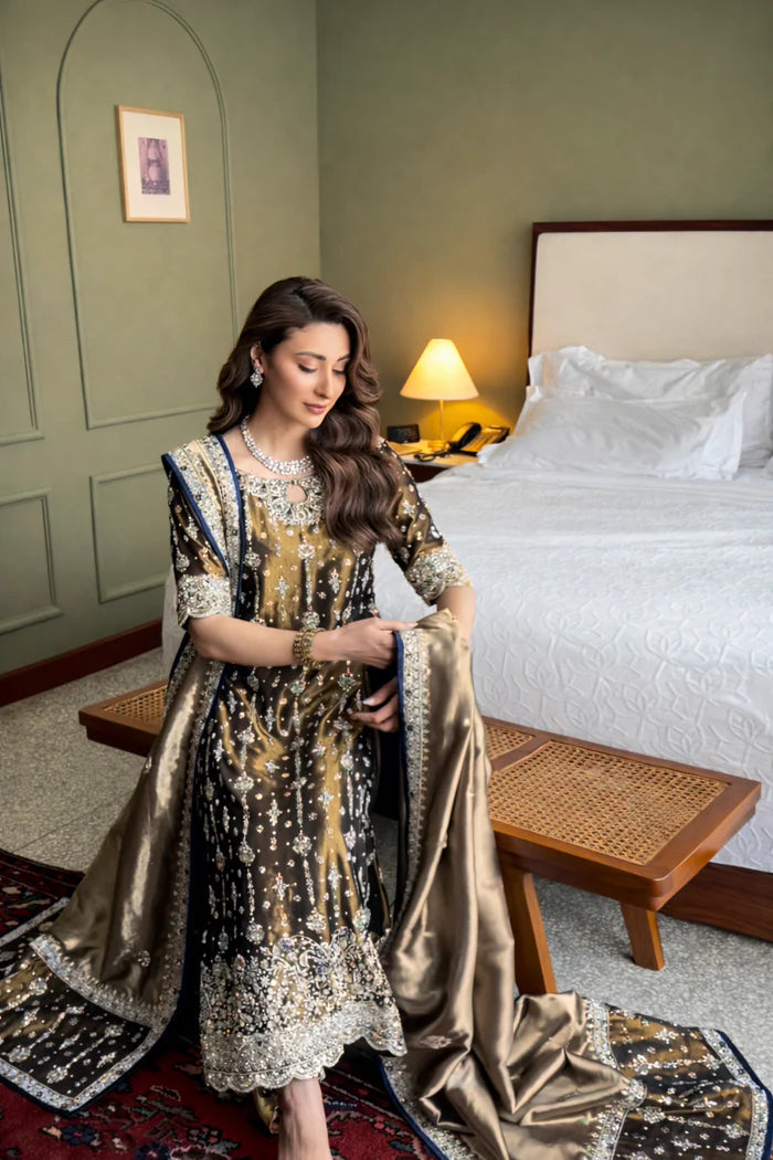 Double Zari Embroidered 3-Piece Suit