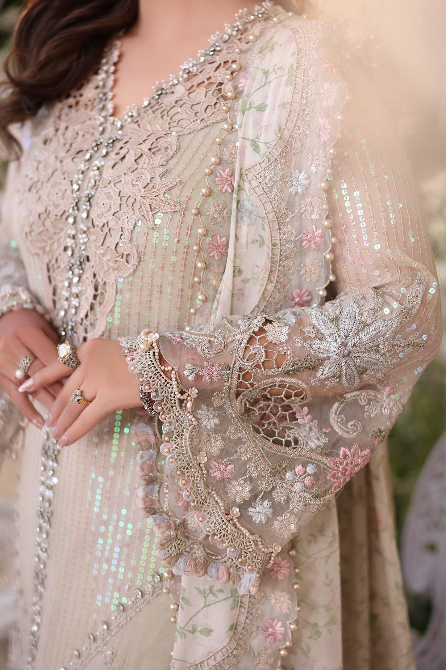 3 Piece Unstitched Embroidered Chiffon Suit